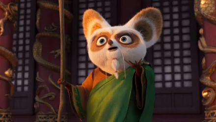 A vibrant HD desktop wallpaper featuring Shifu from Kung Fu Panda 4, showcasing the beloved character in a detailed setting with expressive features and a unique pose.