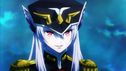 Anime character Kyouka Uzen, depicted as a chained soldier, featured in an HD desktop wallpaper with a blue mystic background.