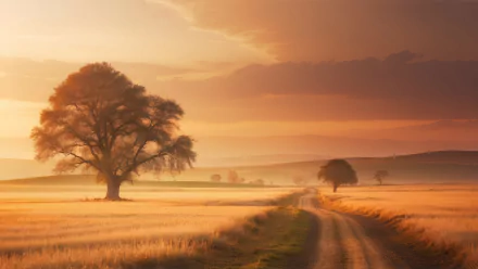 landscape tree dirt road nature HD Desktop Wallpaper | Background Image