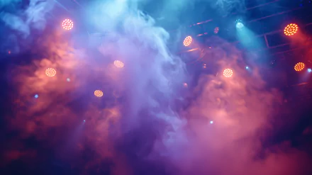 HD wallpaper of a vibrant nightclub party with dynamic lights and smoke effects for a lively background.