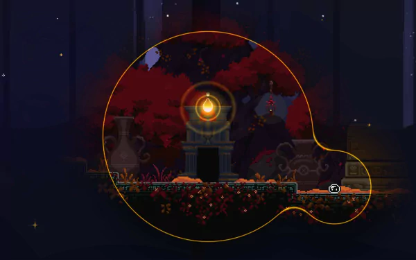 HD wallpaper featuring mystical KarmaZoo theme with glowing lantern amidst a dark, enchanted forest background.