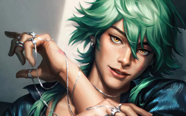 HD desktop wallpaper of Ezreal from League of Legends, entwined with the Heartsteel chain.