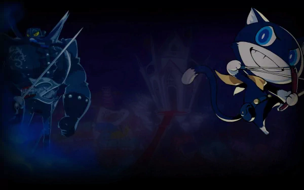 HD Persona 5 Tactica themed desktop wallpaper featuring stylized animated characters on a dark, mysterious background.