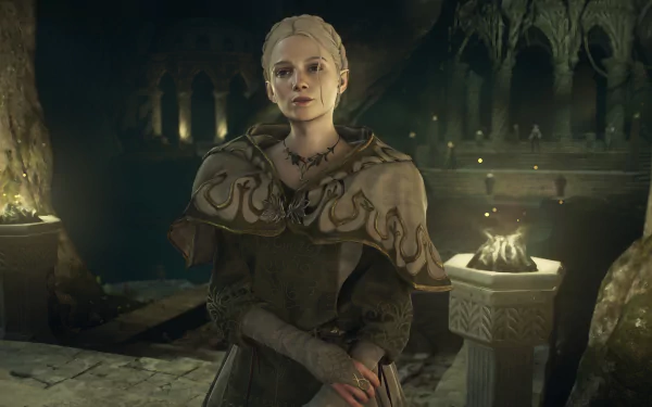 HD wallpaper of Dragon's Dogma 2 featuring a detailed character in a mystical dungeon setting.