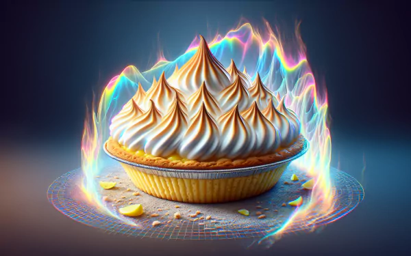 HD Wallpaper of Flaming Lemon Meringue Pie for Desktop Background.