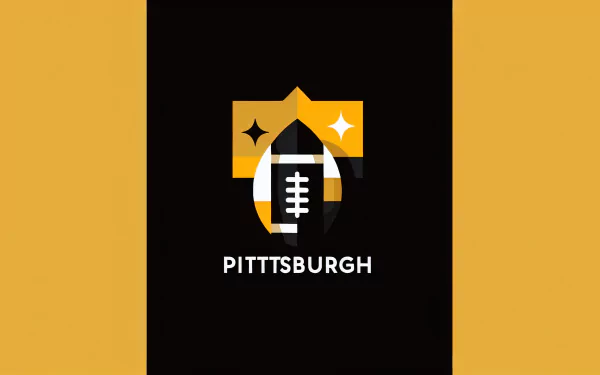 HD Pittsburgh Steelers desktop wallpaper featuring the team's logo with a football and stars on a black and gold background.