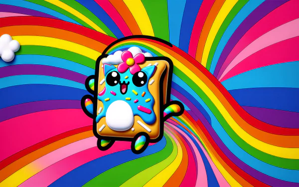 HD desktop wallpaper featuring colorful Nyan Cat with a vibrant rainbow trail background.