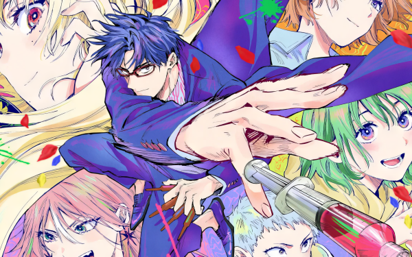 HD wallpaper featuring dynamic anime characters from Marriagetoxin manga series with colorful background for desktop.