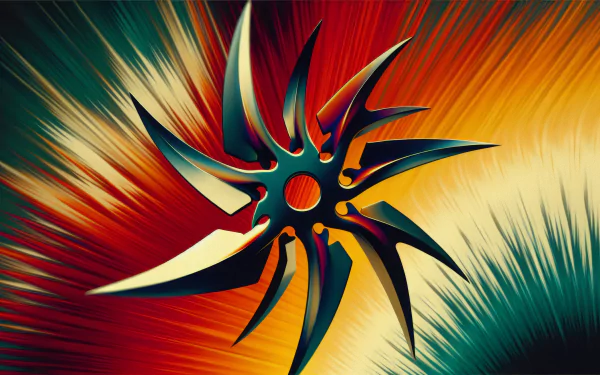 HD desktop wallpaper featuring a sharp shuriken with a dynamic red and orange burst background