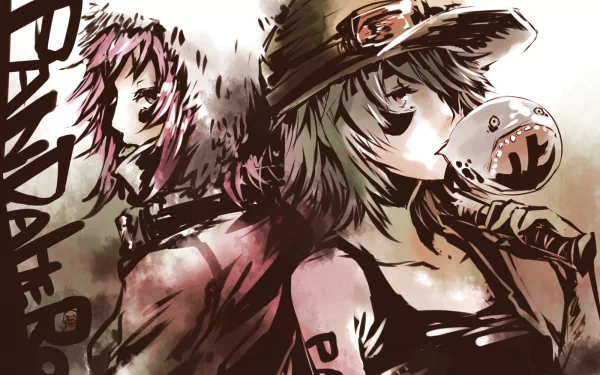 HD anime-style desktop wallpaper featuring Vocaloid character GUMI as a panda hero, set in a dynamic song illustration background.