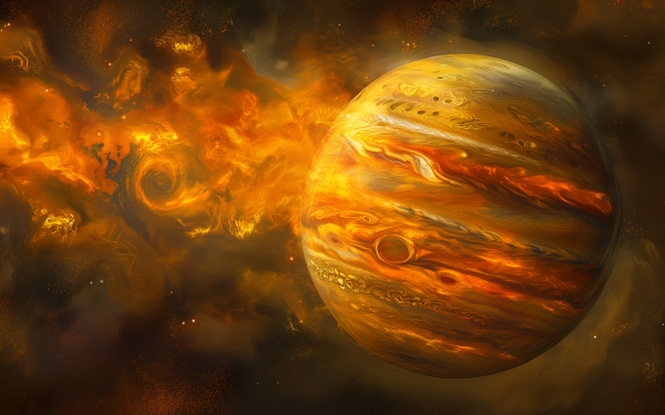 HD Jupiter planet wallpaper featuring detailed gas giant on a starry space background for desktop.