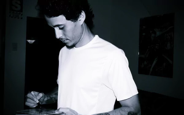 HD desktop wallpaper featuring a monochrome image tagged with music and Canserbero, suitable as a background.