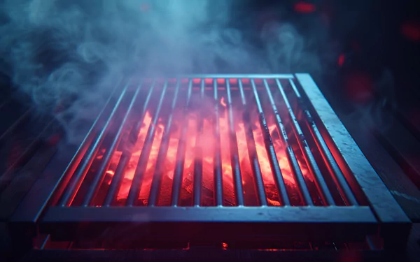 Hot glowing charcoal grill with smoke for BBQ wallpaper in HD