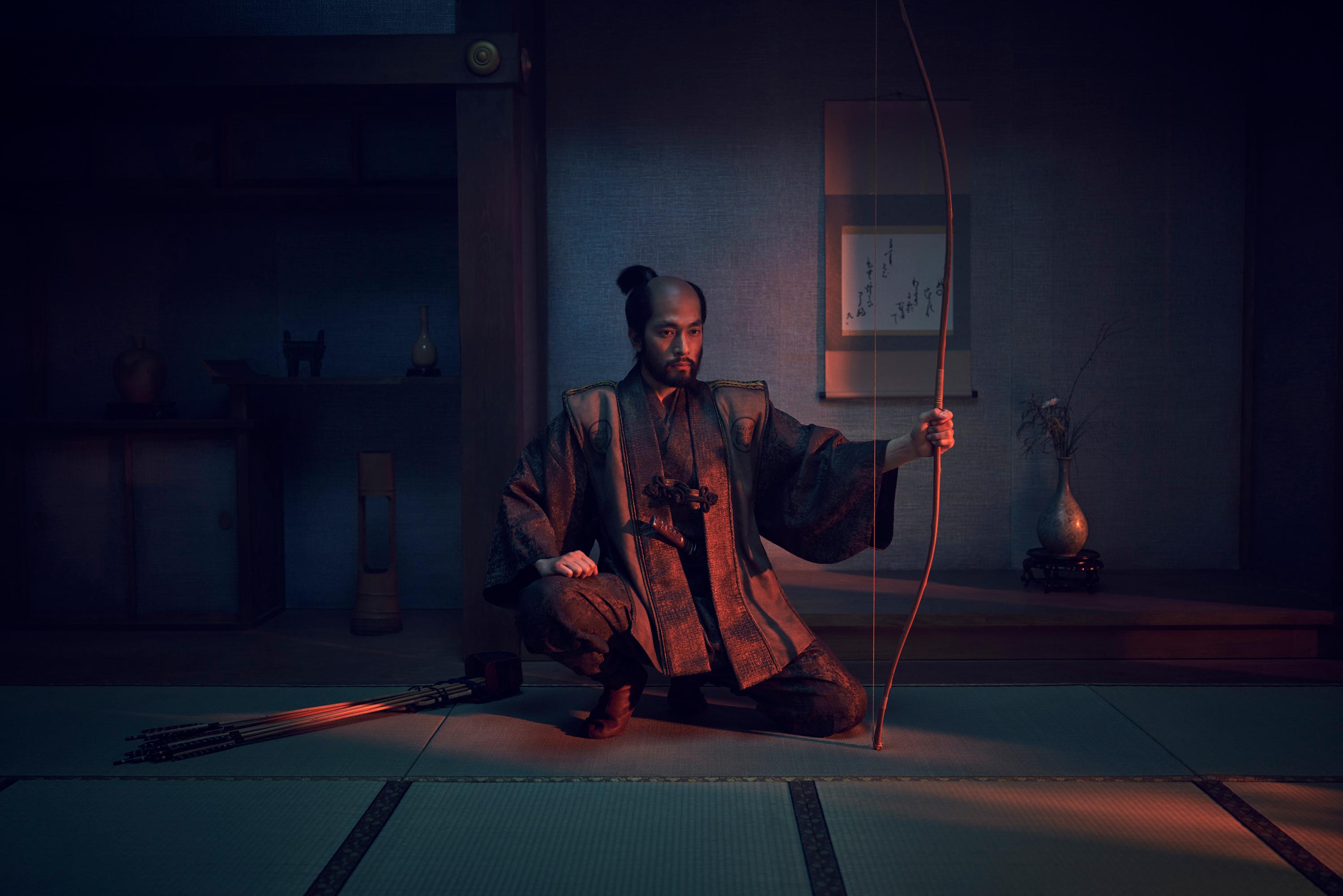 Shogun 2024 TV Show HD Wallpaper | Samurai Bow Scene