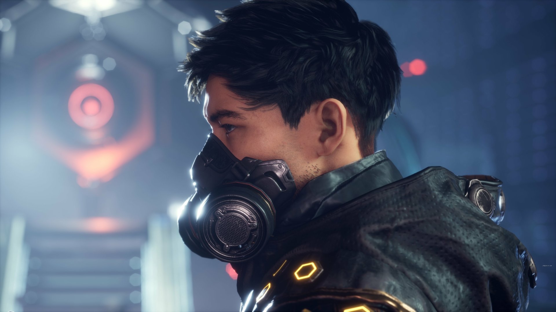 Stellar Blade HD wallpaper featuring a character with a futuristic mask in a sci-fi setting.