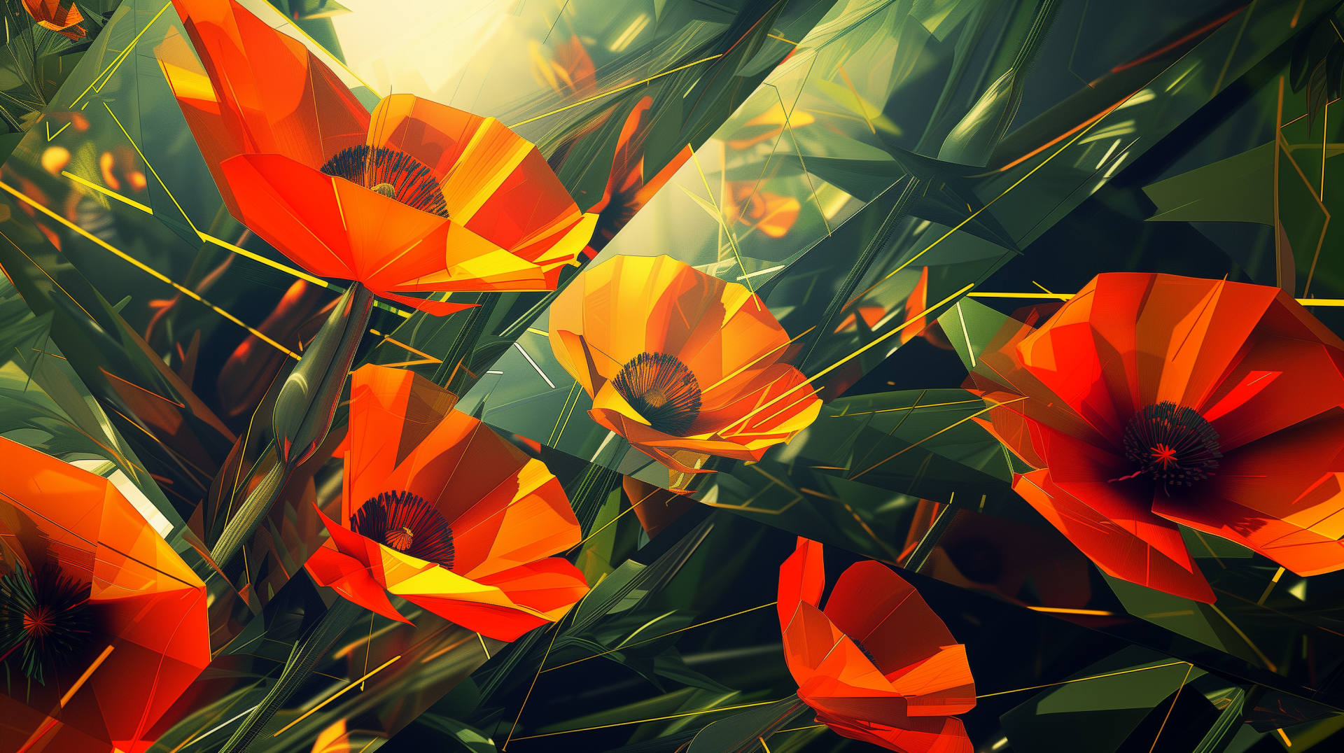 Vibrant California poppies blooming in sunlight, HD wallpaper for desktop backgrounds.