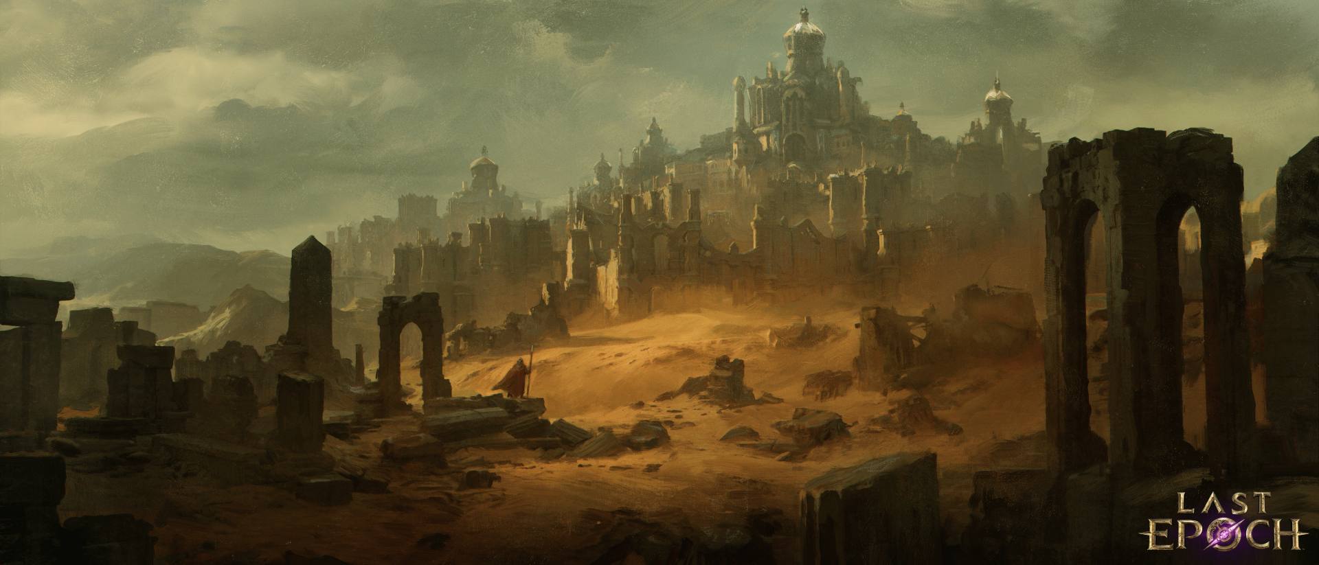 HD wallpaper featuring the mystical ruins from the video game Last Epoch for desktop background.