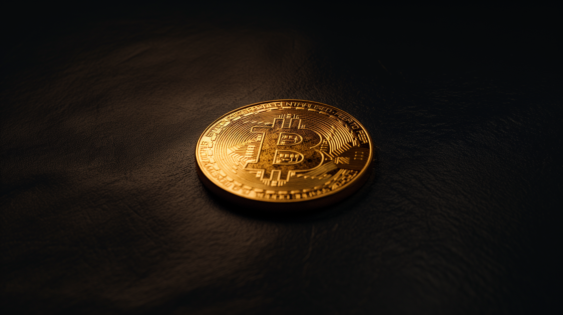 Bitcoin coin on dark surface for cryptocurrency HD desktop wallpaper and background.
