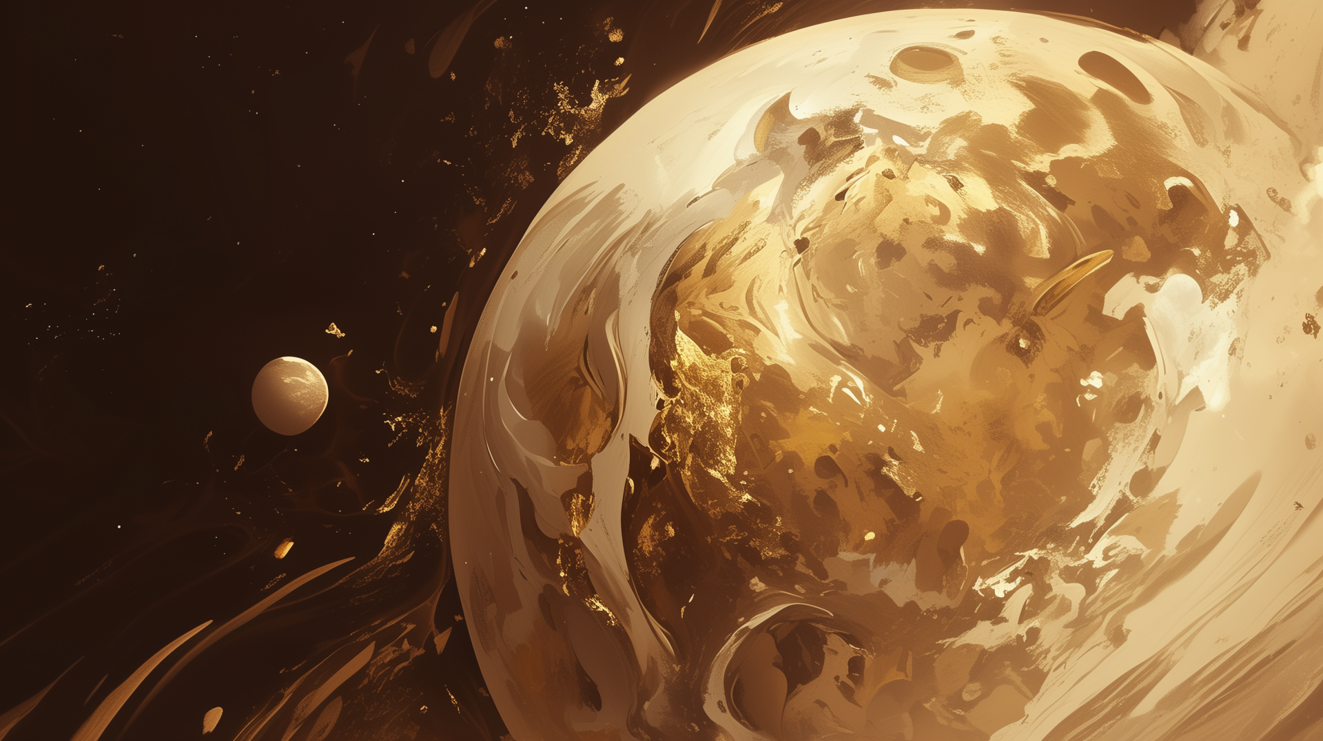 HD wallpaper featuring artistic depiction of planet Venus with a golden brown color palette for desktop background.