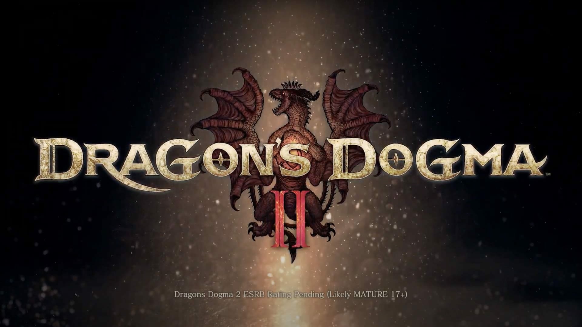 HD Wallpaper featuring Dragon's Dogma II logo with a stylized dragon emblem for desktop backgrounds, tagged with video game.
