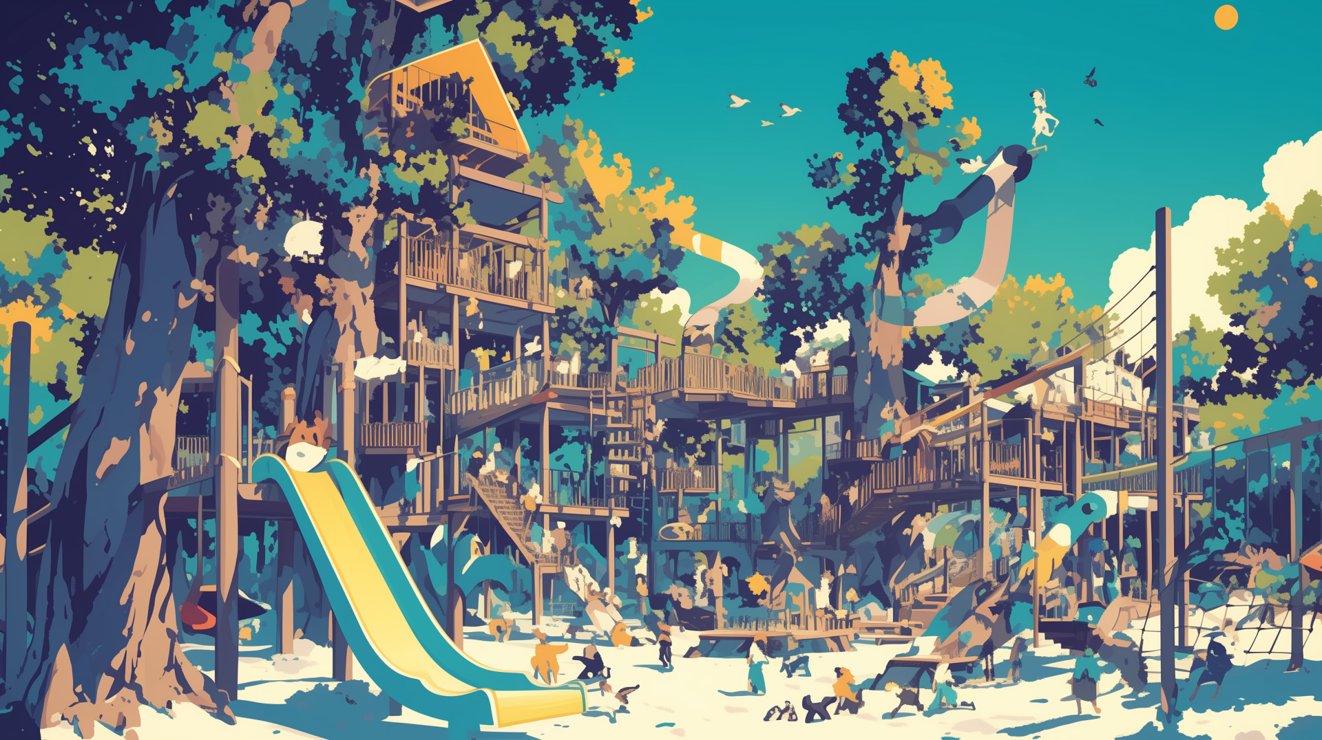 Enchanted forest playground hd wallpaper by robokoboto