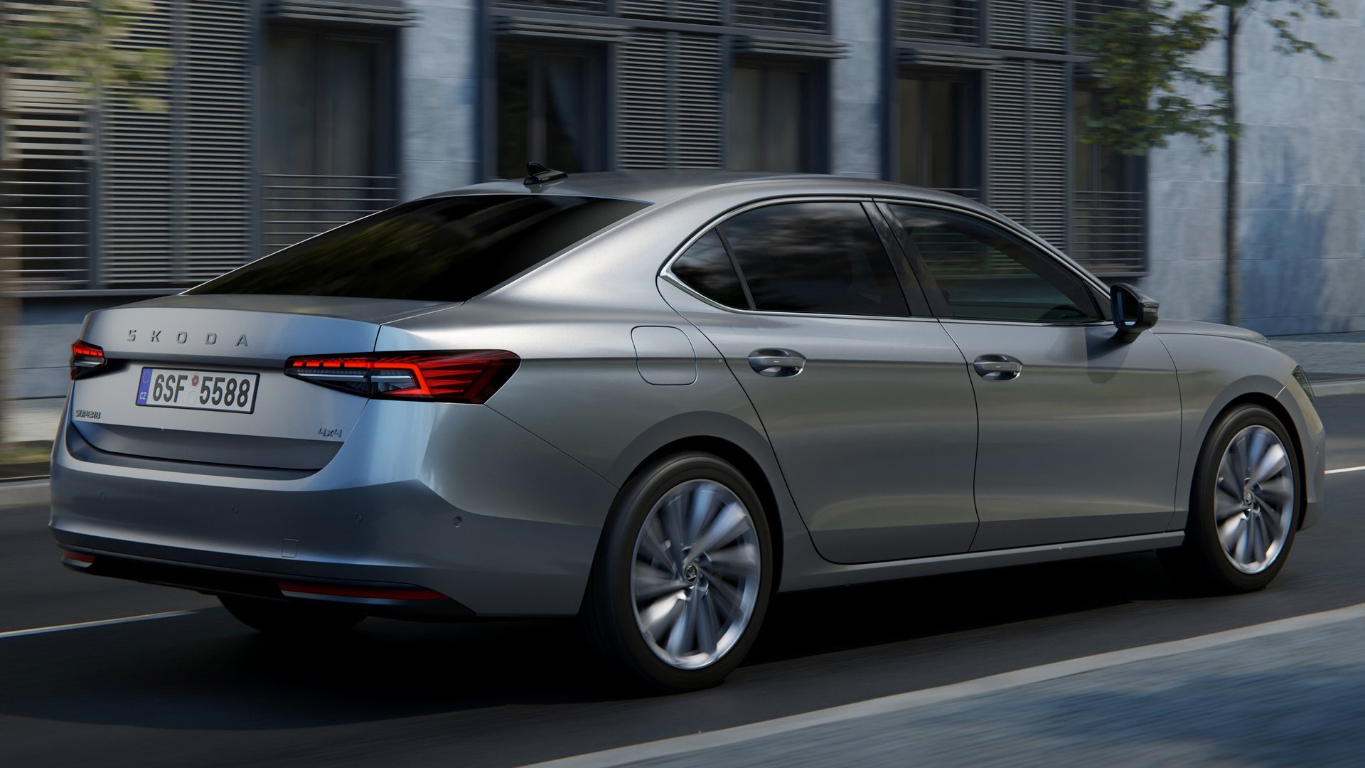 Škoda Superb Sedan HD Wallpaper – Sleek City Drive Background