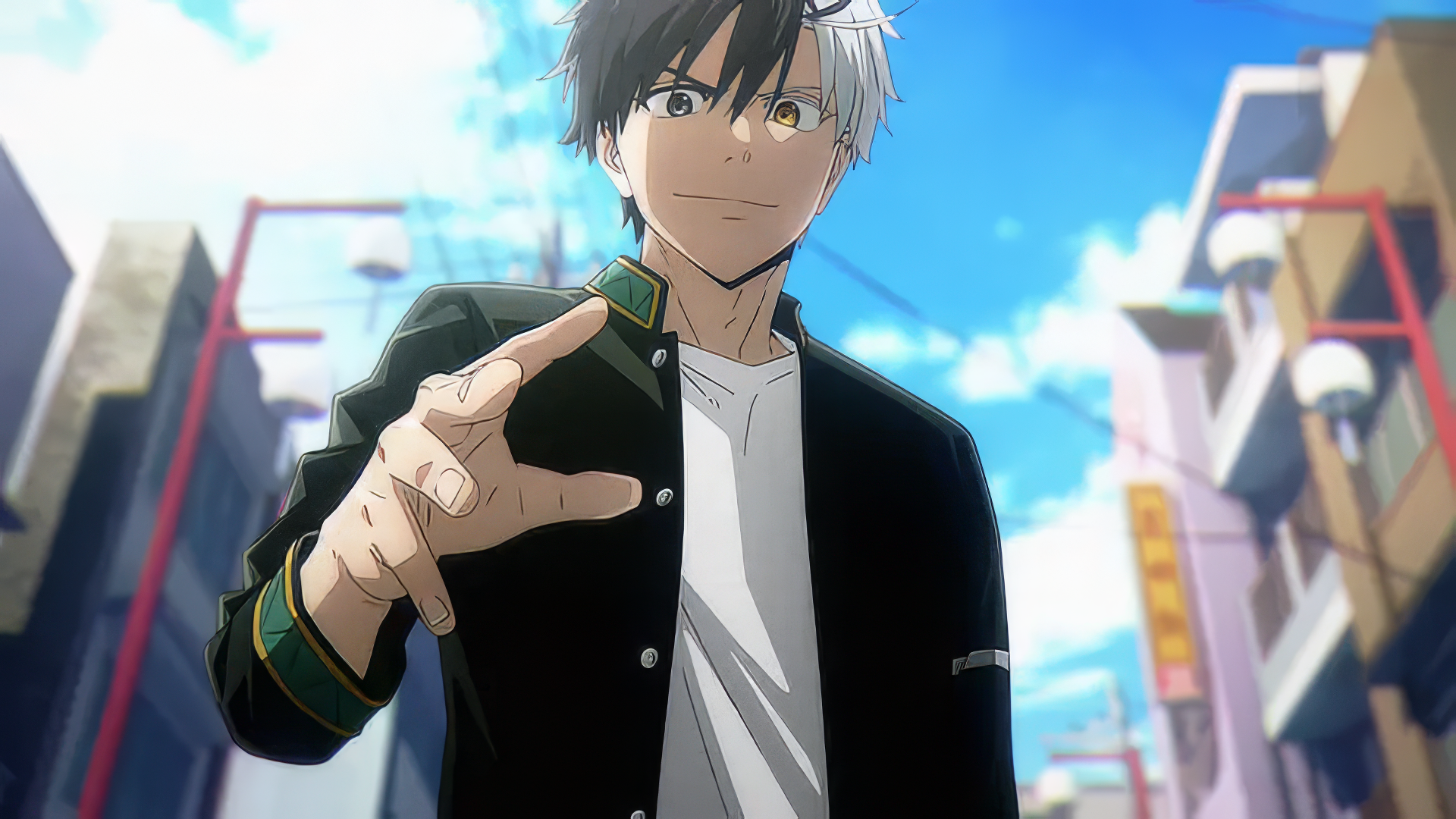 Anime character from Wind Breaker showing peace sign, HD wallpaper for desktop background.