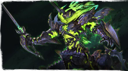 HD desktop wallpaper featuring an intricately designed character from Granblue Fantasy: Relink video game, with glowing green accents and a fierce pose.