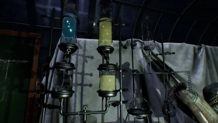 HD wallpaper featuring a scene from the video game Ad Infinitum with intricate machinery and mysterious vials.