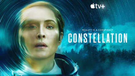 HD desktop wallpaper featuring the promotional artwork for the TV show 'Constellation (2024)' on Apple TV+, showcasing a central character surrounded by a mysterious cosmic backdrop.