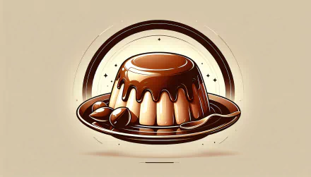 HD wallpaper featuring a delicious chocolate pudding on a plate, accented with chocolate drops and a spoon, set against a subtle, elegant background.