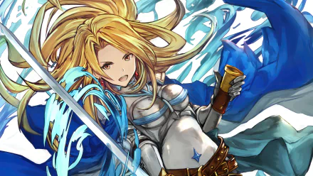 HD wallpaper of a character from Granblue Fantasy: Relink video game with a dynamic action pose for desktop background.