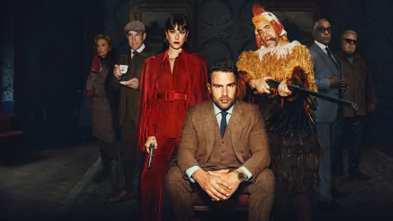 HD wallpaper featuring cast of The Gentlemen TV show (2024) in stylish costumes posing dramatically.