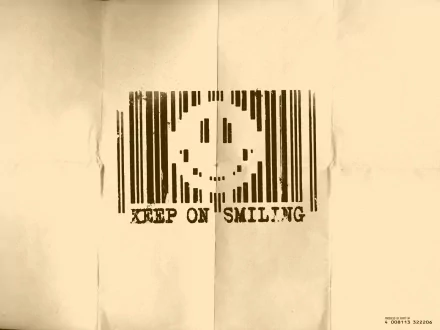 A humorous HD wallpaper featuring a smiley face within a barcode, accompanied by the text KEEP ON SMILING, adding a lighthearted touch to any desktop background.