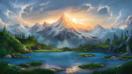  Breathtaking mountain landscape at sunrise