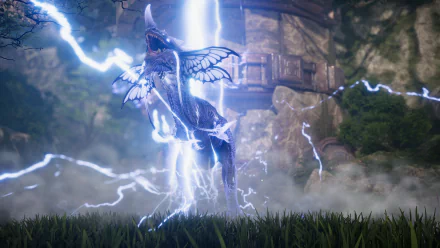 Ethereal creature surrounded by lightning in Perfect New World video game wallpaper.