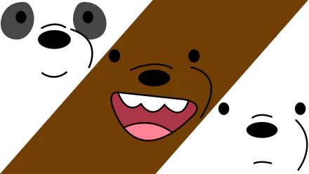 HD We Bare Bears desktop wallpaper featuring the faces of the cartoon bear characters.