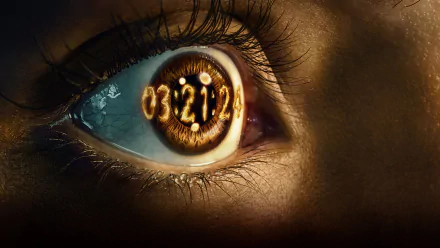 HD wallpaper featuring a close-up image of a human eye with 'The Three-Body Problem' series title reflected, suitable as a desktop background.