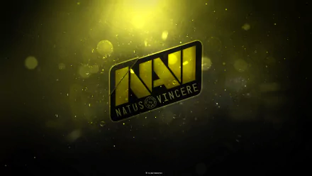 HD desktop wallpaper featuring the Natus Vincere logo with a vibrant golden glow, symbolizing the esports team's dynamic presence in the video game scene.