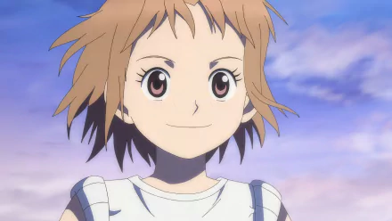 Anime character from Oi! Tonbo smiling on a cloudy sky background - HD desktop wallpaper.