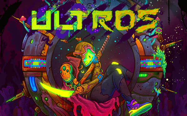 HD wallpaper featuring vibrantly colored artwork of Ultros, from a video game, with dynamic, action-packed design.