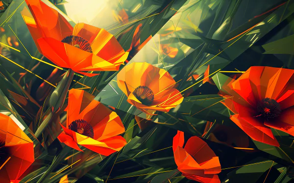 Vibrant California poppies blooming in sunlight, HD wallpaper for desktop backgrounds.