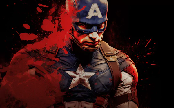 HD Wallpaper of Captain America from Marvel Comics with a dynamic red and black background.