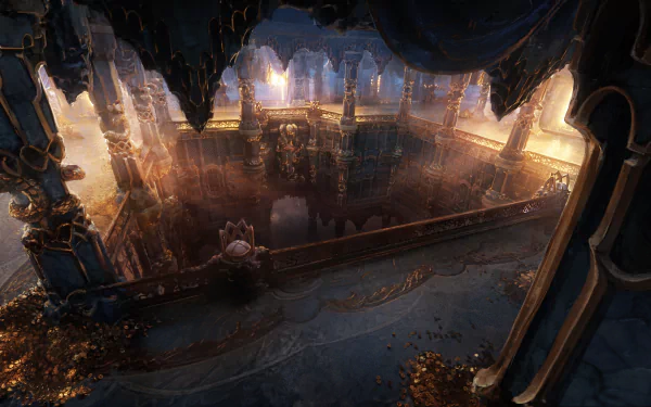 HD desktop wallpaper featuring a captivating scene from the video game Last Epoch with detailed fantasy architecture.