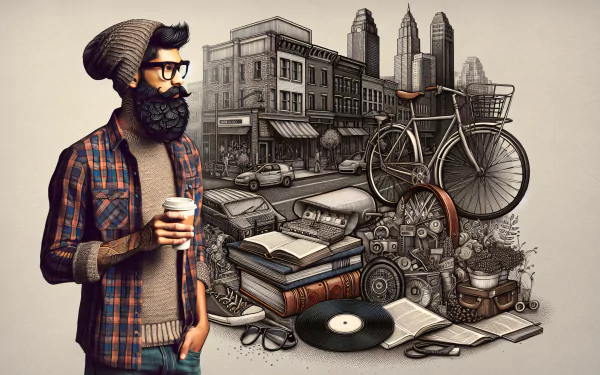 Hipster man with coffee and vintage items HD desktop wallpaper.