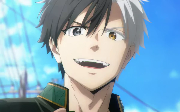 A vibrant HD desktop wallpaper featuring Haruka Sakura from the anime Wind Breaker, showcasing a smiling character with striking hair against a bright blue sky.