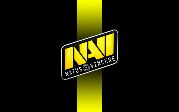 HD desktop wallpaper featuring the Natus Vincere (NaVi) logo, associated with esports and Counter-Strike: Global Offensive, set against a black background with a striking yellow stripe.
