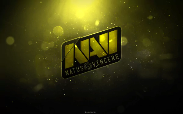 HD desktop wallpaper featuring the Natus Vincere logo with a vibrant golden glow, symbolizing the esports team's dynamic presence in the video game scene.