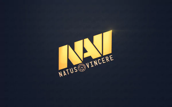 HD desktop wallpaper featuring the golden Natus Vincere logo on a dark background for esports and video game fans.