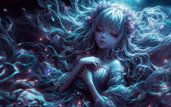 ghostly girl underwater sleeping Anime HD Desktop Wallpaper | Background Image